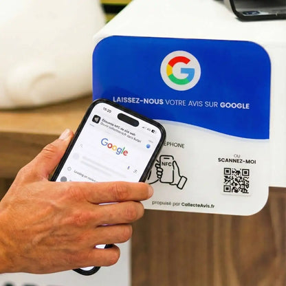 Client scanne la plaque NFC avis Google avec son telephone