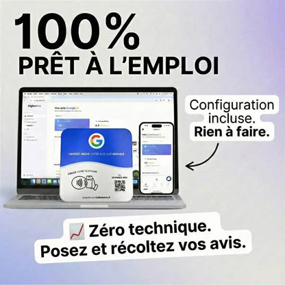 Plaque avis Google pre-programmee prete a l'emploi CollecteAvis